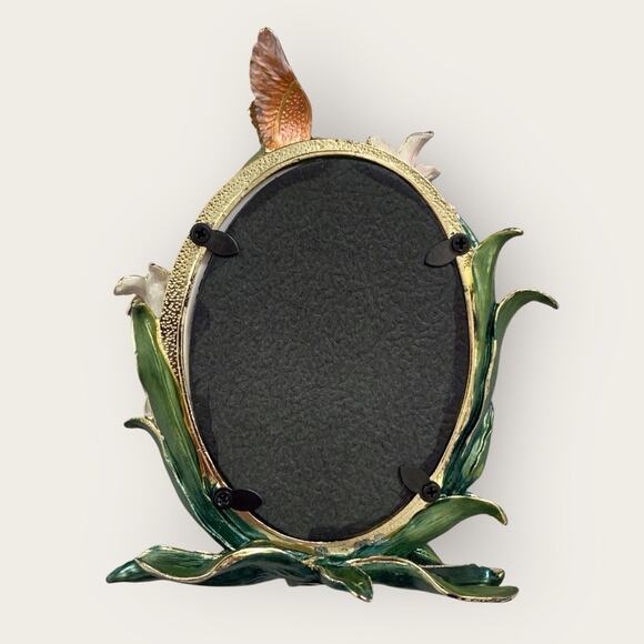 Humming Bird & Floral Frame Oval Royal Gem Collection  Green & Pink 4" x 5" - Picture 6 of 7